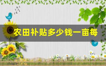 农田补贴多少钱一亩每年_种田国家补助多少钱一亩