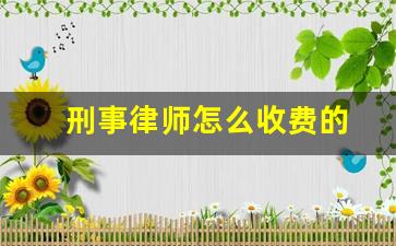 刑事律师怎么收费的