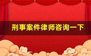 刑事案件律师咨询一下