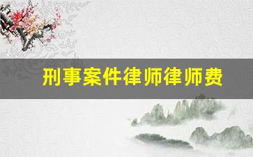 刑事案件律师律师费