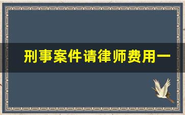 刑事案件请律师费用一般是多少钱