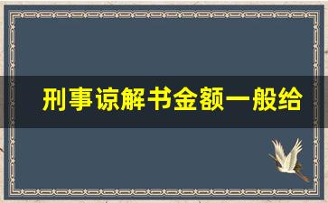 刑事谅解书金额一般给多少钱_出谅解书对方大开口怎么办