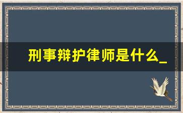 刑事辩护律师是什么_刑事案件律师怎样给辩护