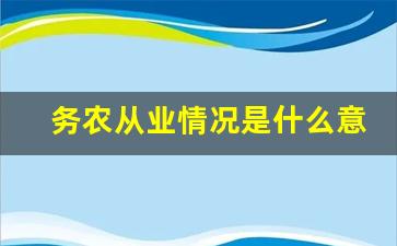 务农从业情况是什么意思