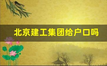 北京建工集团给户口吗_北京建工正式员工