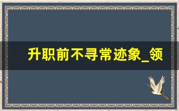 升职前不寻常迹象_领导故意透露有人员变动