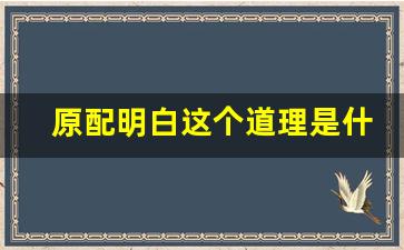 原配明白这个道理是什么意思