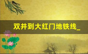 双井到大红门地铁线_双井在地铁几号线上