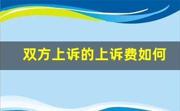 双方上诉的上诉费如何承担_二审上诉费由谁承担