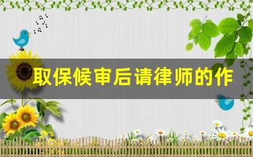 取保候审后请律师的作用大吗_取保没成功律师还能干嘛