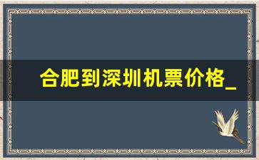 合肥到深圳机票价格_合肥机场巴士网上购票