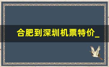 合肥到深圳机票特价_合肥飞往深圳的航班