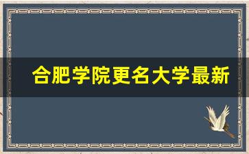 合肥学院更名大学最新进展