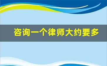 咨询一个律师大约要多少钱_咨询一次律师多少钱