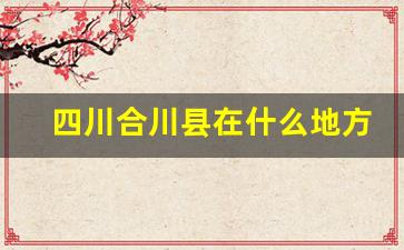 四川合川县在什么地方_合川是什么地方