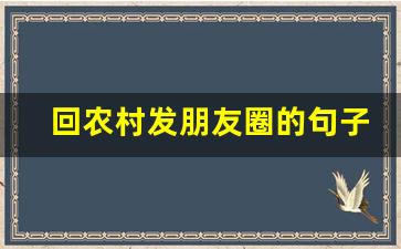 回农村发朋友圈的句子_厌倦了城市的生活,回归农村