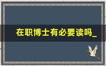 在职博士有必要读吗_国内在职博士怎么申请