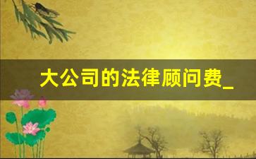 大公司的法律顾问费_单位聘请法律顾问多少费用啊