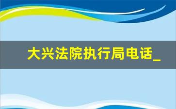 大兴法院执行局电话_大兴法院执行局局长