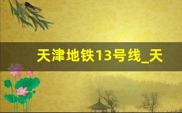 天津地铁13号线_天津地铁4号线规划调整