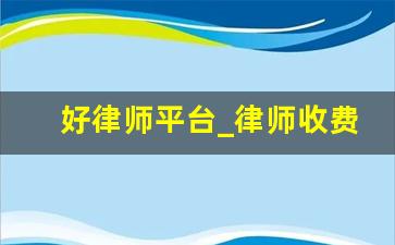 好律师平台_律师收费标准价格表2023