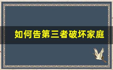 如何告第三者破坏家庭