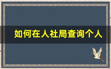 如何在人社局查询个人档案