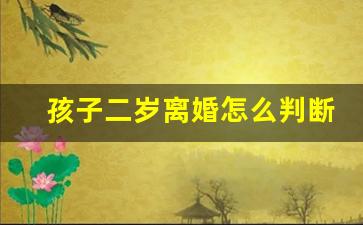 孩子二岁离婚怎么判断_宝宝2岁离婚了会怎么判