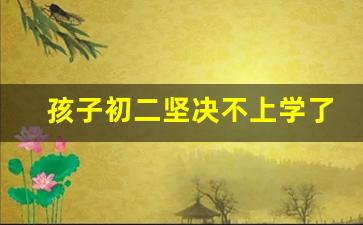 孩子初二坚决不上学了怎么办_13岁不上学可以上什么技校