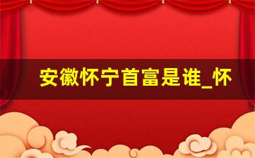 安徽怀宁首富是谁_怀宁富豪榜前十名