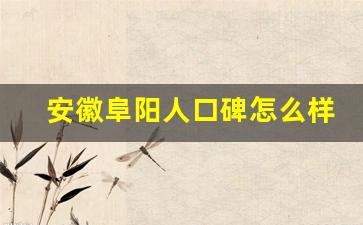 安徽阜阳人口碑怎么样