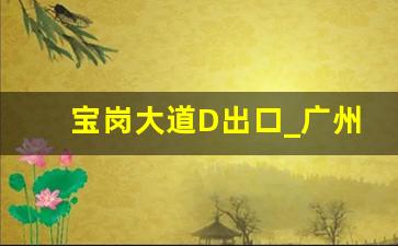 宝岗大道D出口_广州宝岗大道属于哪个区