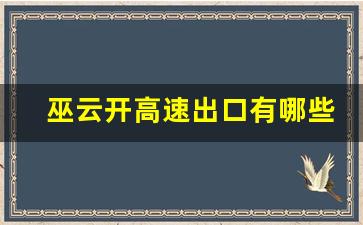 巫云开高速出口有哪些_巫云开高速最新设计招标