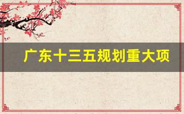 广东十三五规划重大项目表_广东省十四五重点项目