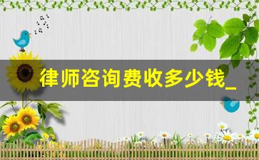 律师咨询费收多少钱_律师费怎么收取的