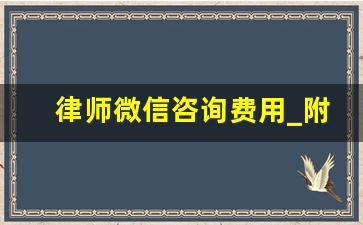 律师微信咨询费用_附近律师事务所免费咨询