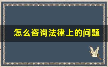 怎么咨询法律上的问题