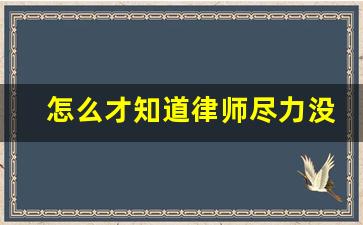 怎么才知道律师尽力没