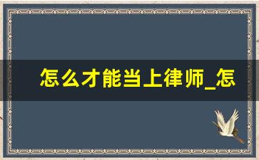 怎么才能当上律师_怎样可以当律师