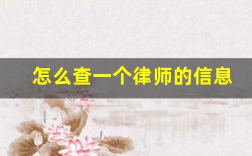 怎么查一个律师的信息_知道律师名字可以查信息吗