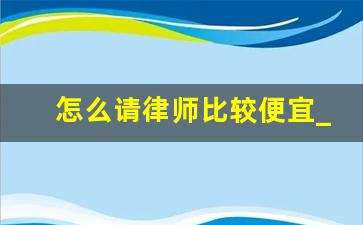 怎么请律师比较便宜_援助律师会真心帮忙吗