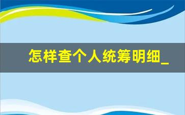 怎样查个人统筹明细_2023门诊统筹报销额度