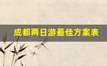 成都两日游最佳方案表_二日游最佳地方