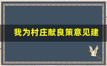 我为村庄献良策意见建议_给村里提建议怎么写