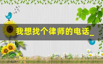 我想找个律师的电话_我想找律师怎么联系