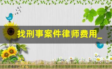 找刑事案件律师费用_律师办案费用