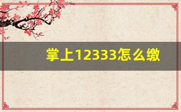 掌上12333怎么缴纳社保