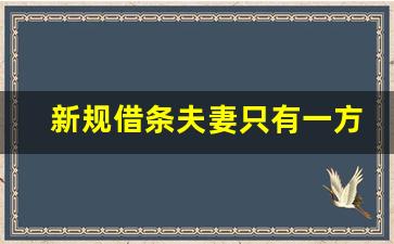 新规借条夫妻只有一方签_同一张借条夫妻都签字