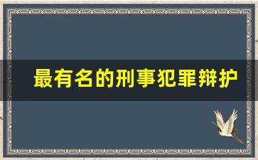 最有名的刑事犯罪辩护律师_律师事务所刑事