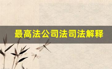 最高法公司法司法解释一全文_民法典公司法内容